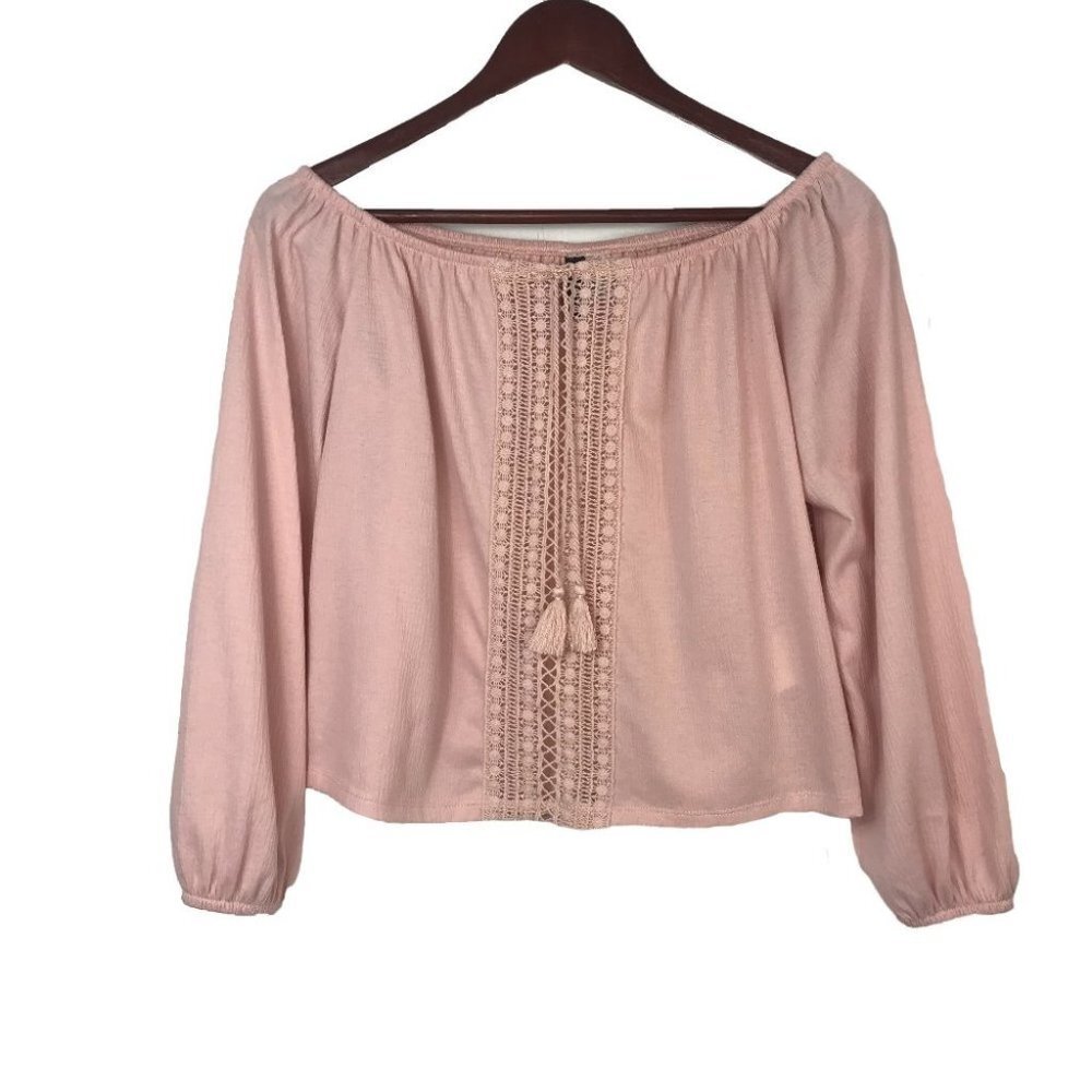Divided‎ H&M Pink Off The Shoulder Crochet Top